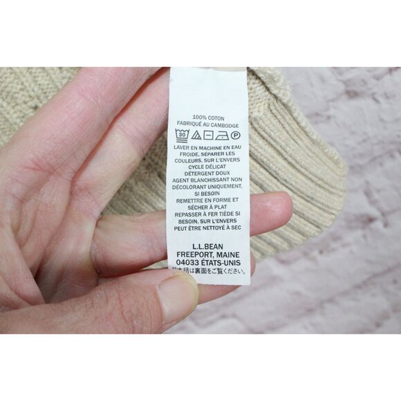LL Bean Double L Mixed Cable Sweater Button Front Cardigan Cream Medium - Picture 10 of 12